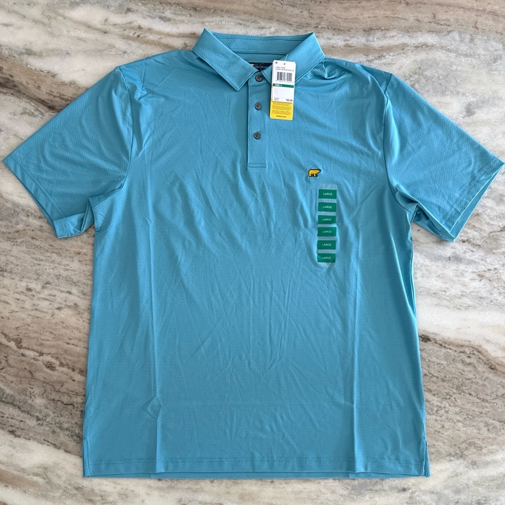 NWT Jack Nicklaus Wicking UPF 30 Short Sleeve Delphinium Blue Polo Shirt 2XL XXL